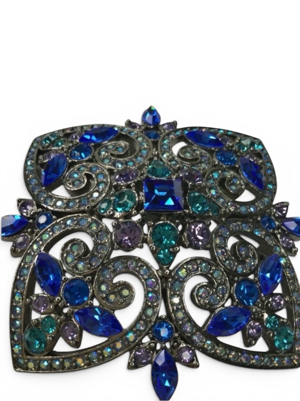 Vintage Joan Rivers Maltese Cross Brooch – Sapphire, Lavender & AB Rhinestones - Picture 8 of 13